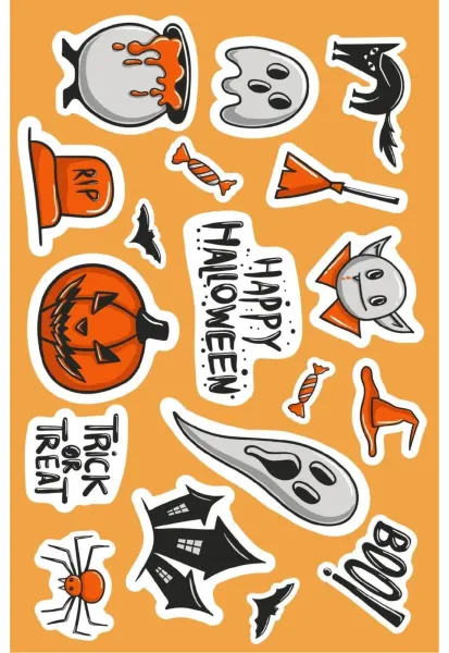 Obdélníkový jedlý papír k výřezu – Halloween, duchové a nápis Trick or Treat (černá, bílá, žlutá)