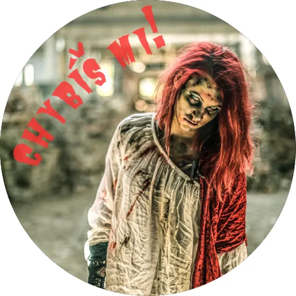 Kulatý jedlý obrázek na dort – Halloween, Zombie a nápis Chybíš mi (červená, bílá, černá)