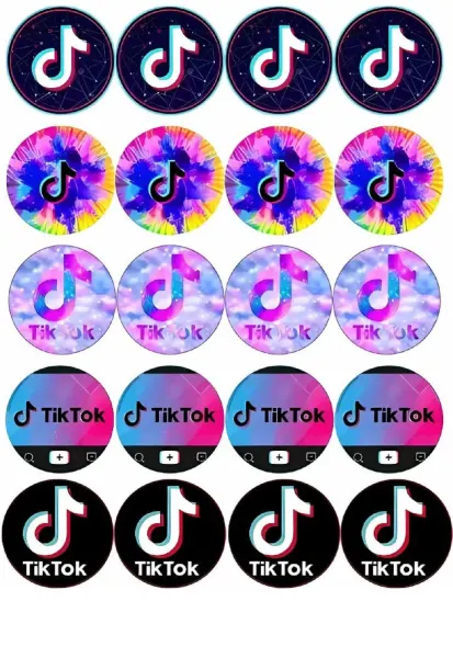 List jedlých koleček na cupcakes – TikTok cupcakes (černá, růžová, tyrkysová)
