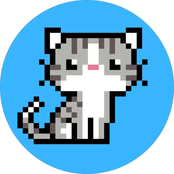 Kulatý jedlý obrázek na dort – Kočička, Minecraft (modrá, šedá, bílá)