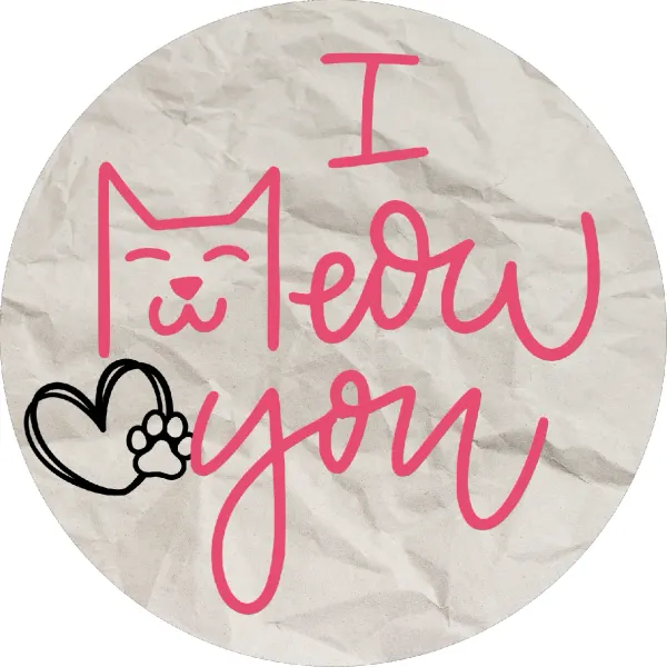 Kulatý jedlý obrázek na dort – I Love You, kočička (růžová, šedá, černá)