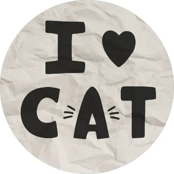 Kulatý jedlý obrázek na dort – I Love You, cat (černá, bílá, šedá)
