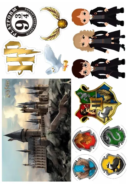 Obdélníkový jedlý papír k výřezu – Harry Potter, mix (zlatá, černá, zelená)