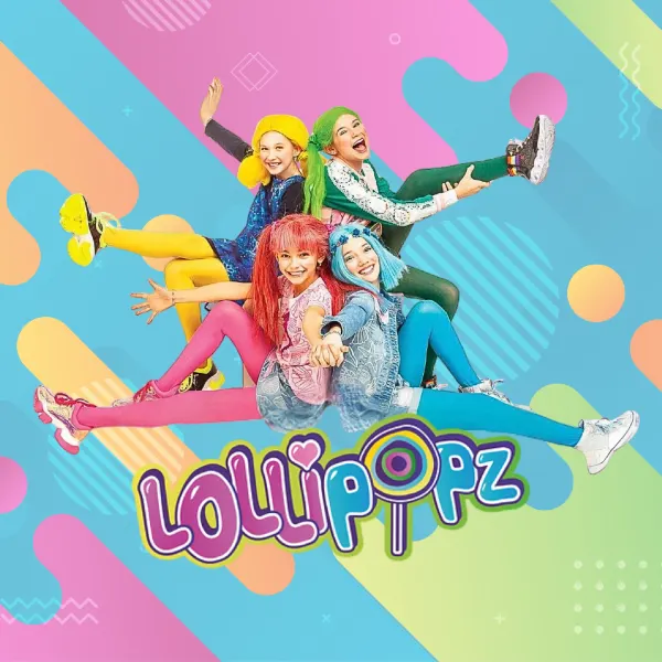 Obdélníkový jedlý obrázek na dort – Lollipopz, pastelové geometrické tvary (růžová, tyrkysová, žlutá)