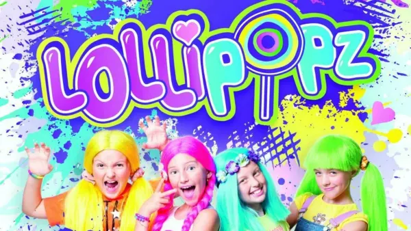 Obdélníkový jedlý obrázek na dort – Lollipopz, graffiti cákance a srdíčko (fialová, růžová, tyrkysová)