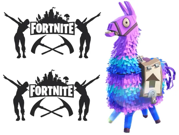 List jedlých koleček na cupcakes – Fortnite LAMA (fialová, modrá, černá)