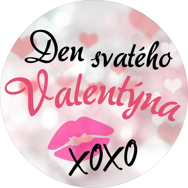 Kulatý jedlý obrázek na dort – Den svatého Valentýna, XOXO (růžová, bílá, černá)