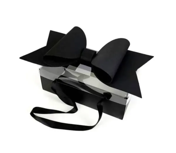 Elegantní univerzální box s mašlí černý (35 x 21 x 16,5 cm)