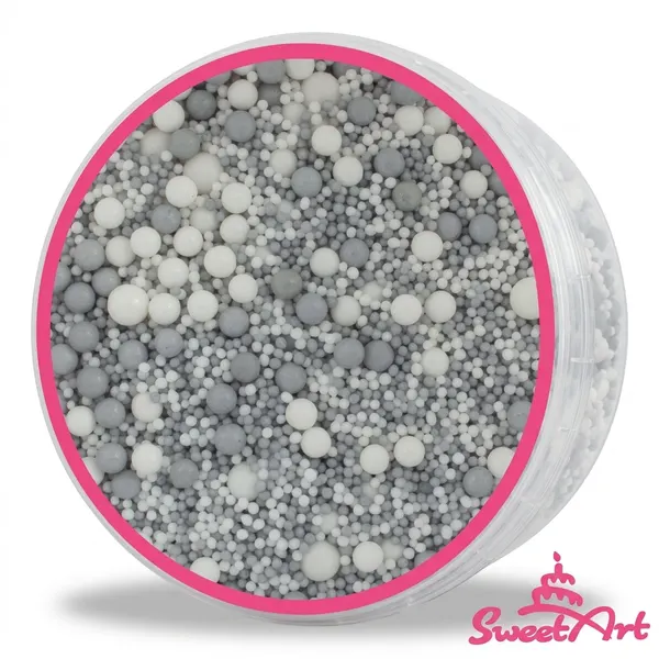 Cukrové zdobení, White Silver mix 50g - stříbrná, bílá