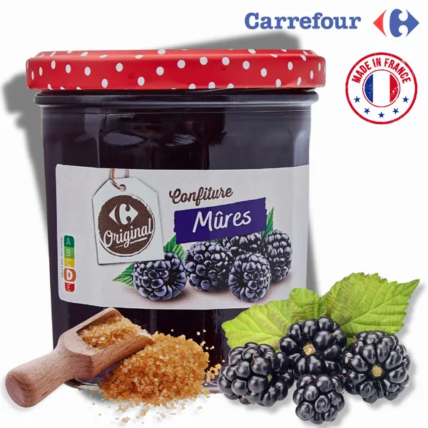 Džem Carrefour ostružinový se třtinovým cukrem 370 g