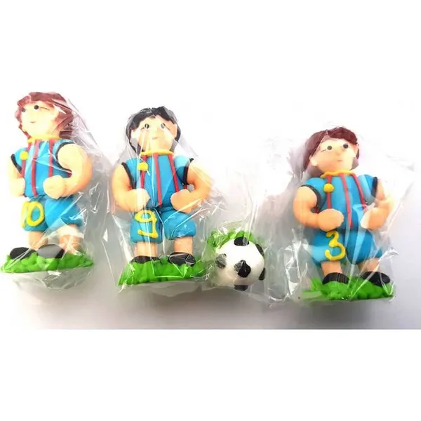 Cukrová figurka fotbalisté modří 3ks a kopačák 3x6cm