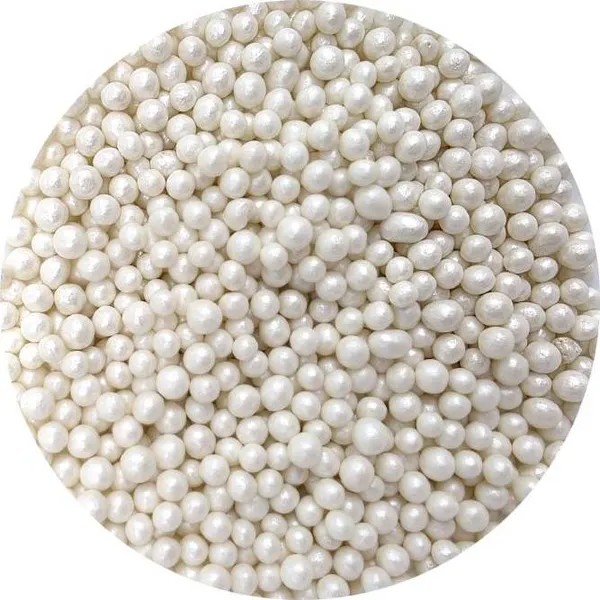 Cukrovo-rýžové perly bílé perleťové 5mm 80g - I LOVE CAKES
