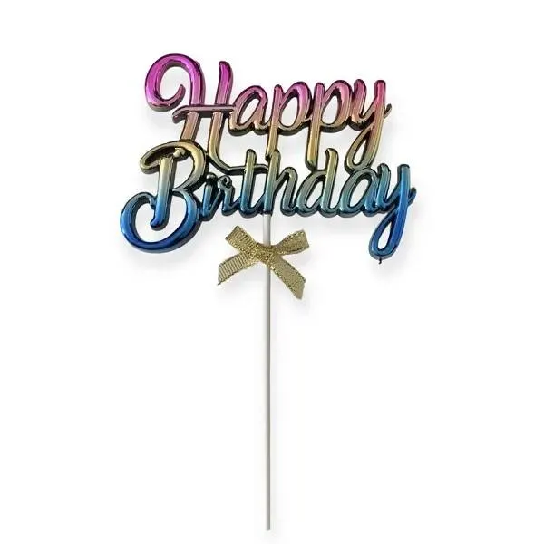 Zápich do dortu barevný Happy Birthday barevný