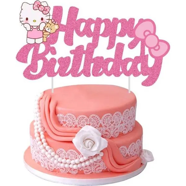 Zápich na dort Happy Birthday Hello Kitty 5ks - Cakesicq