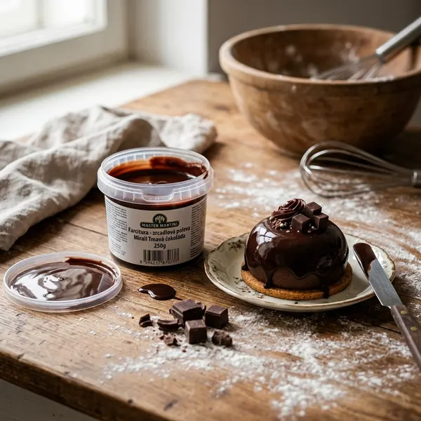 Zrcadlová poleva Mirall tmavá čokoláda 250g