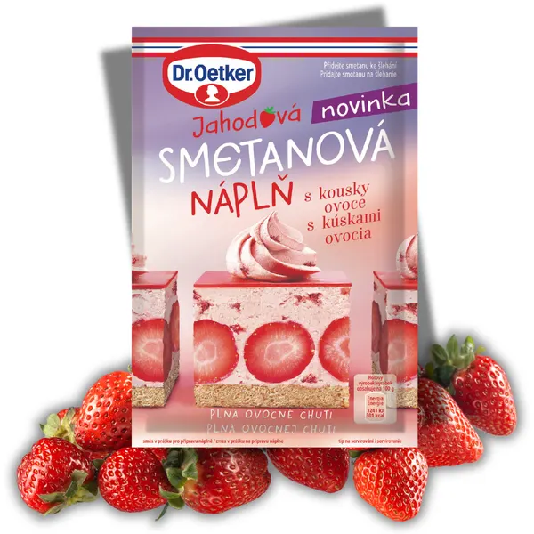 Jahodová smetanová náplň 50g s kousky