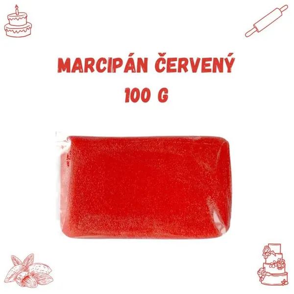 Marcipán červený 7,5x4,5 cm 100g - Frischmann vyškov
