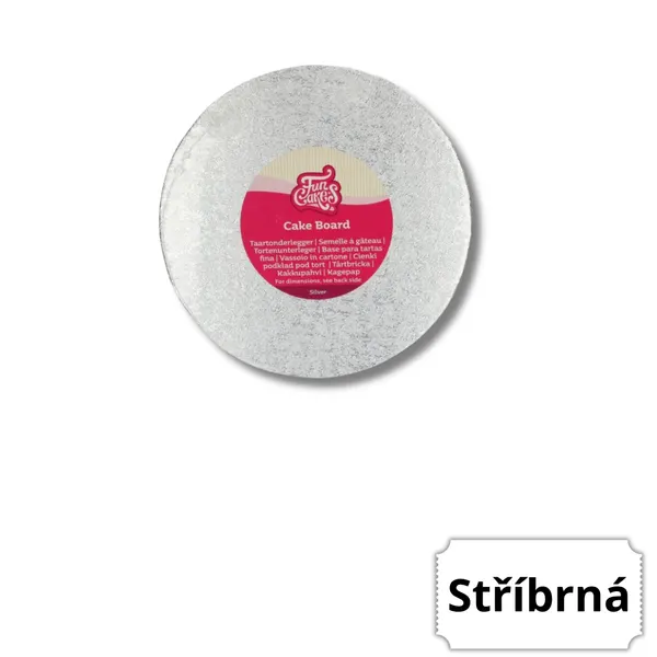 Dortová podložka stříbrná - 22,5cm, výška 3 mm