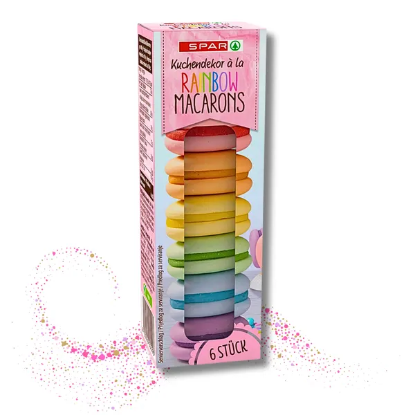 Cukrová dekorace Duhové MAKRONKY 6 ks