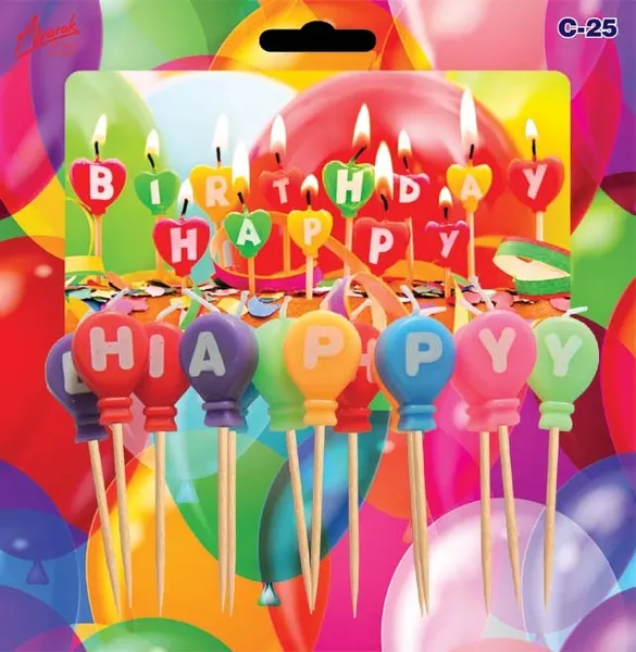 Barevné svíčky - Happy Birthday č. C25