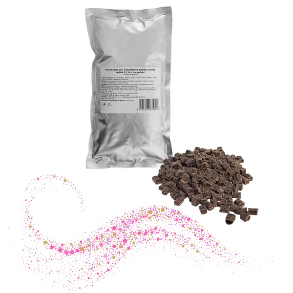 Čokoládové Chunks kostky hořké 51% i na pečení, Dulcistar 500 g/sáček