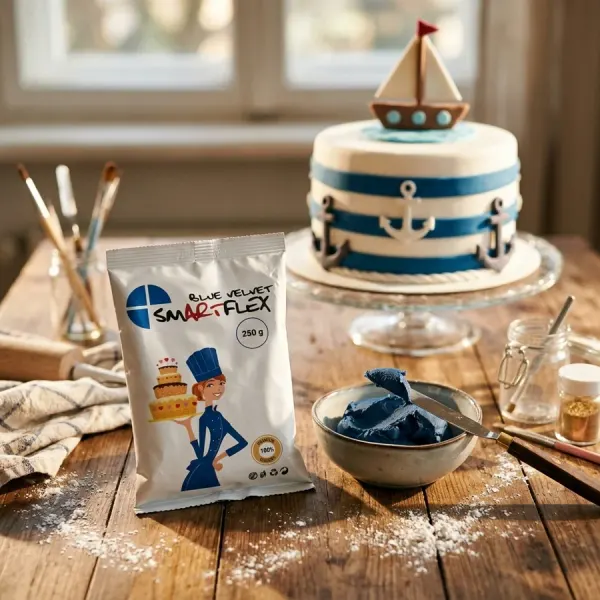 250g Potahovací dortová hmota SMARTFLEX, Modrá - Vanilka