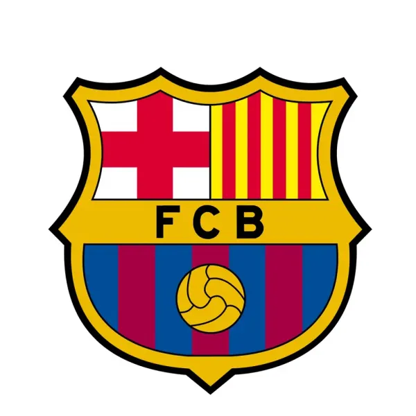 Kulatý jedlý obrázek na dort – FC Barcelona, Světlý (žlutá, červená, modrá)