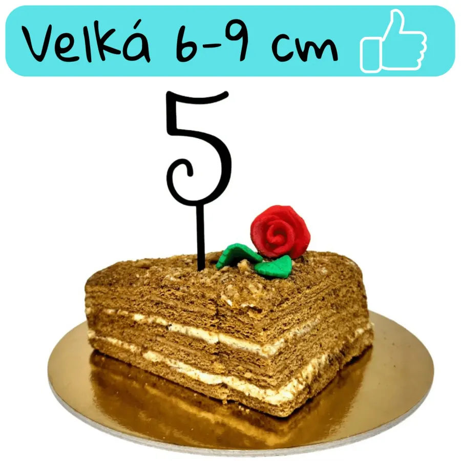 3D zápich Dortová číslovka 1 – psací font, maxi, více barev
