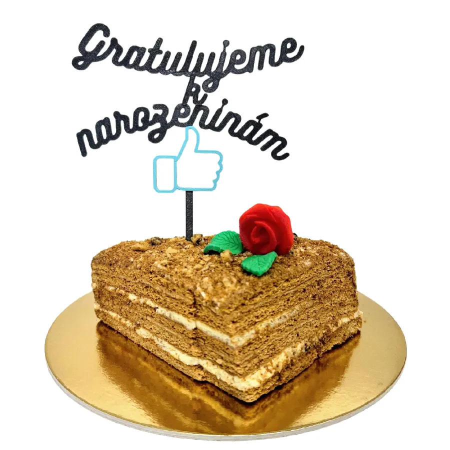 3D zápich na dort Gratulace k narozeninám LIKE, černá