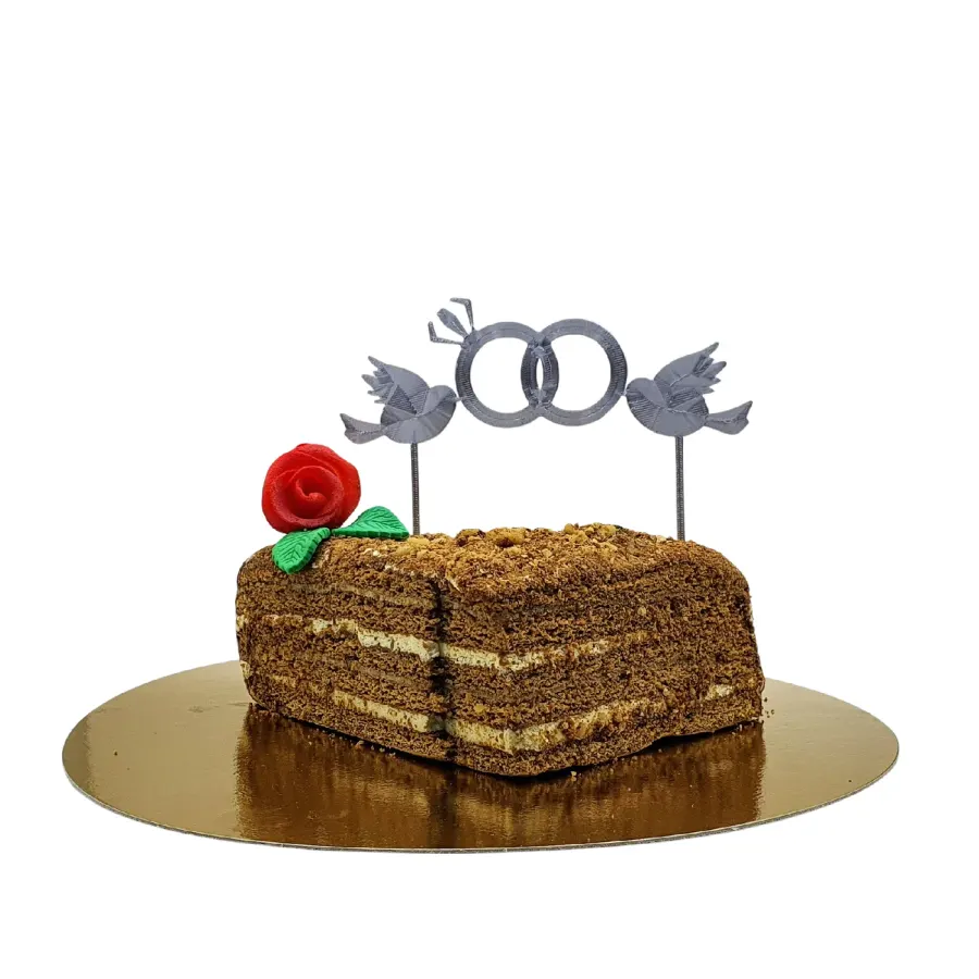 3D zápich Holubice s prstýnky na dort