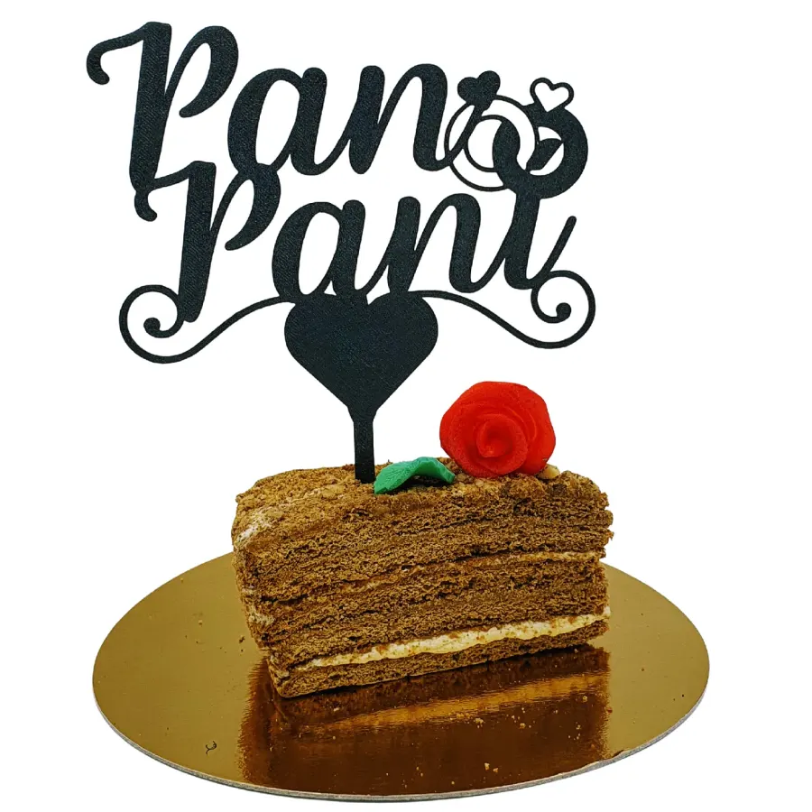 3D zápich PAN PANÍ s prsteny na dort