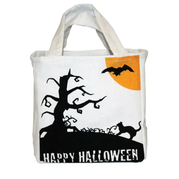 Látková taška s nápisem Happy Halloween, rozměr 16 x 26 cm, 1 ks