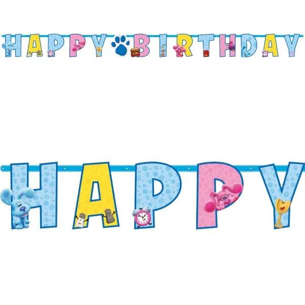 Party nápis Happy Birthday s motivem Modříka ze Stop Blue, velký formát 180 x 15 cm