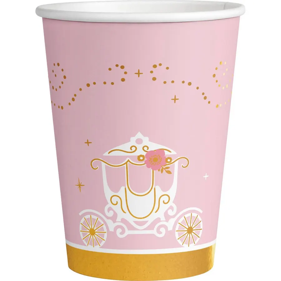 Papírové party kelímky s motivem princezny, objem 250 ml, balení 8 kusů