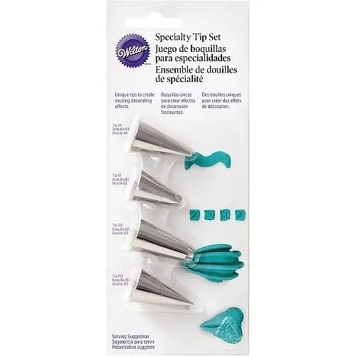 Sada čtyř kovových zdobících špiček Wilton Speciality v různých tvarech