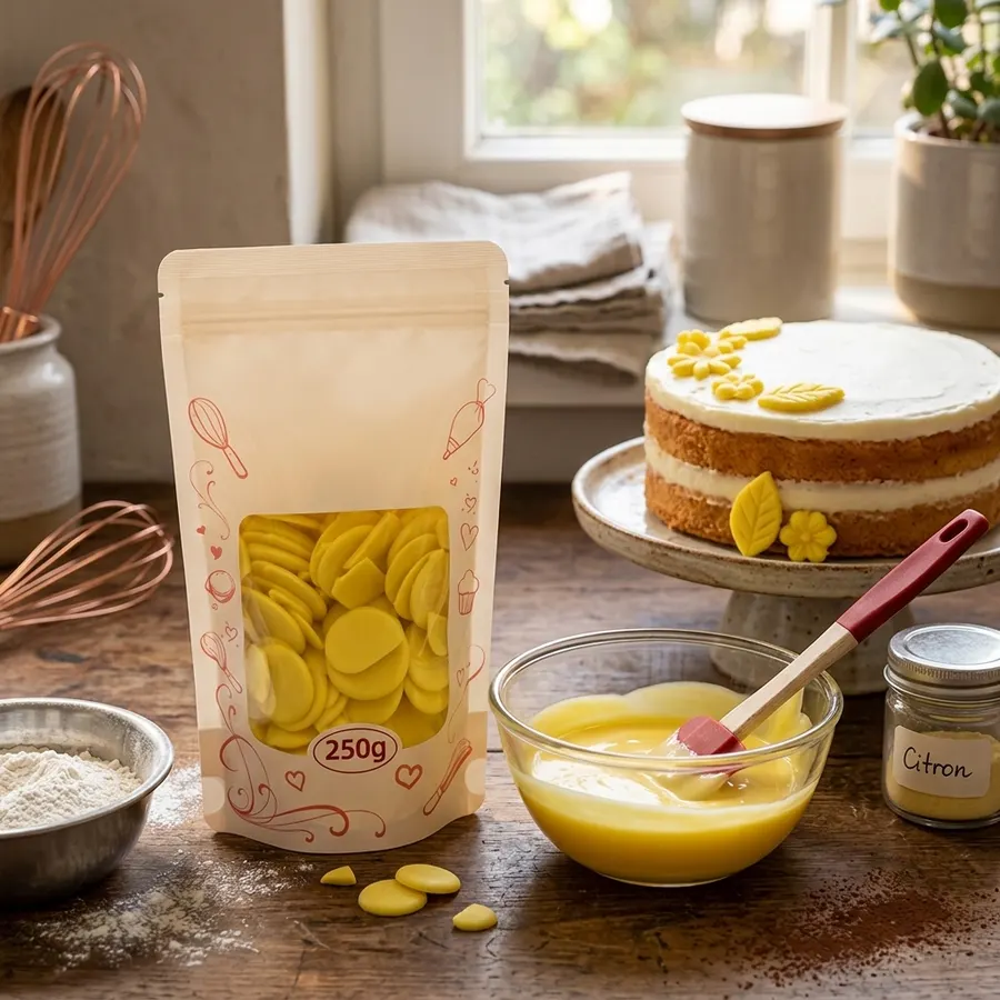 Žlutá citronová poleva SweetArt v balení 250 g pro polévání a zdobení cukrářských výrobků