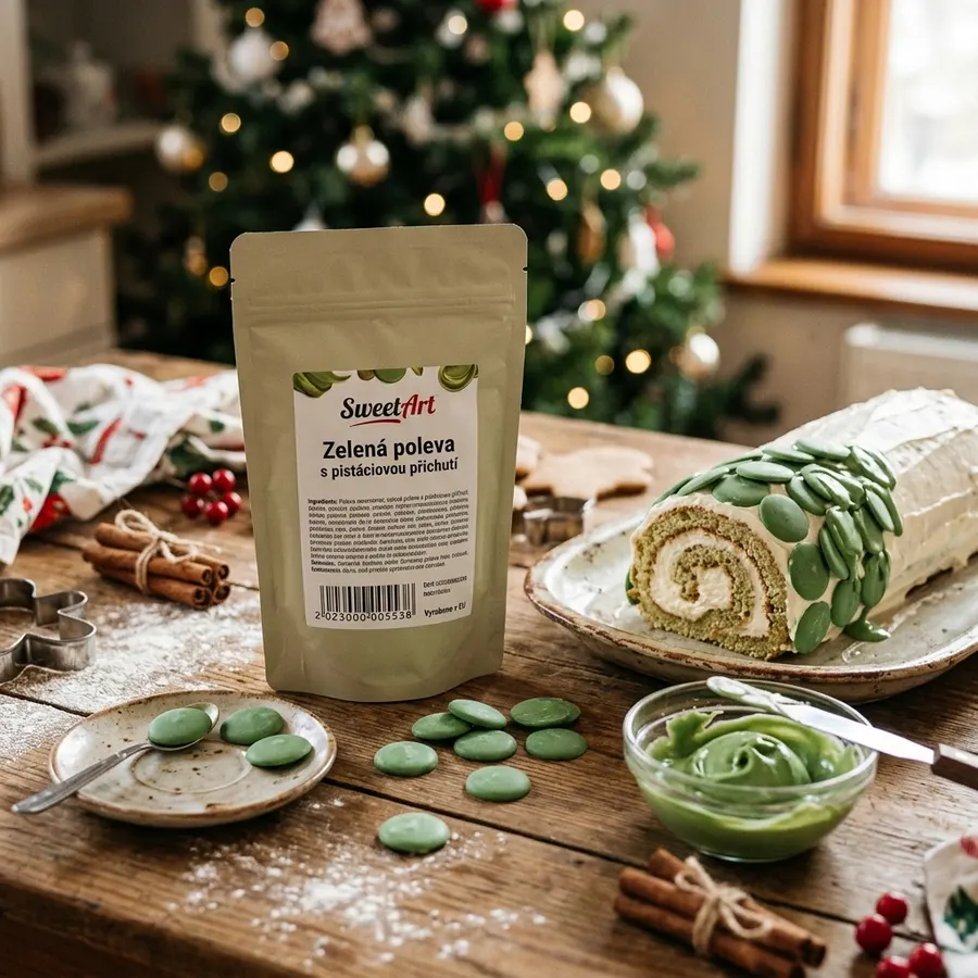 Zelená poleva s pistáciovou příchutí, balení 250 g