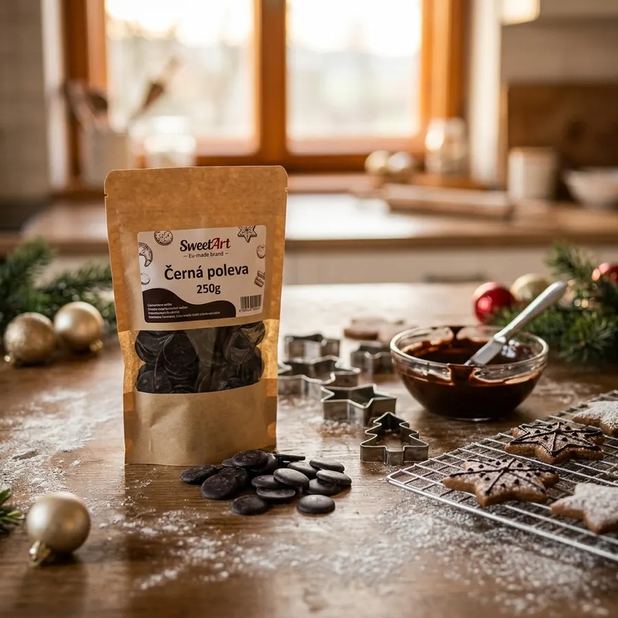 Černá cukrářská poleva SweetArt v balení 250 g