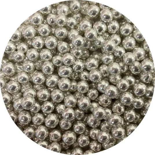 Stříbrné cukrové perly střední velikosti 6 až 7 mm v balení 50 g