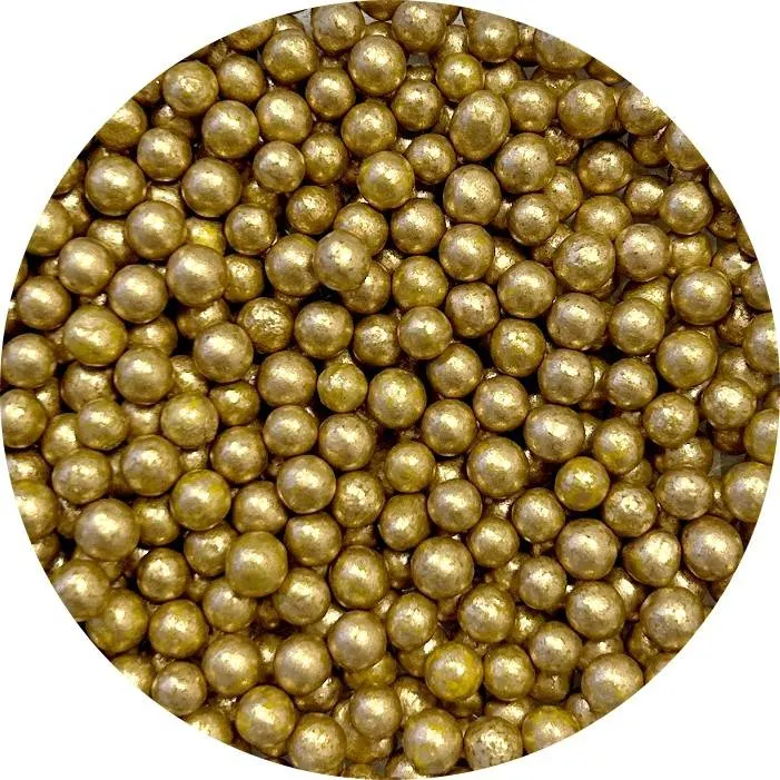 Zlaté cukrové perličky o průměru 5 mm, kovový lesk, balení 50 g