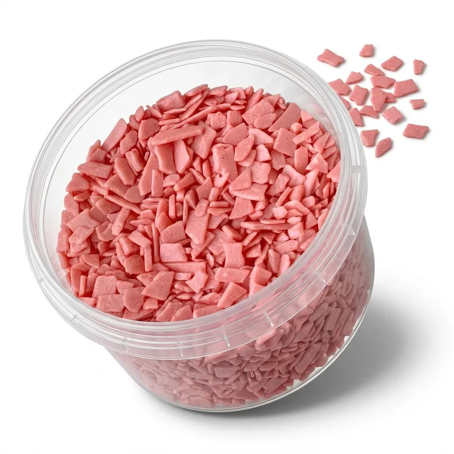 Růžové šupiny z polevy na zdobení dortů, balení 50 g