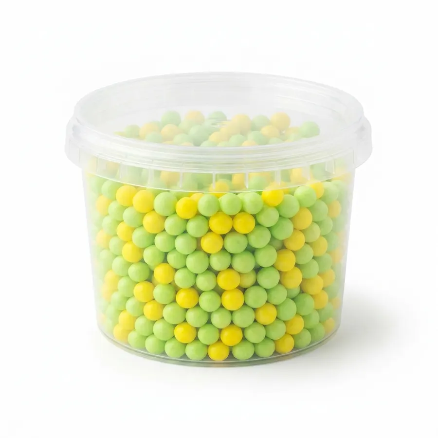 Cukrové perly 5 mm v žluté a světle zelené barvě, balení 40 g
