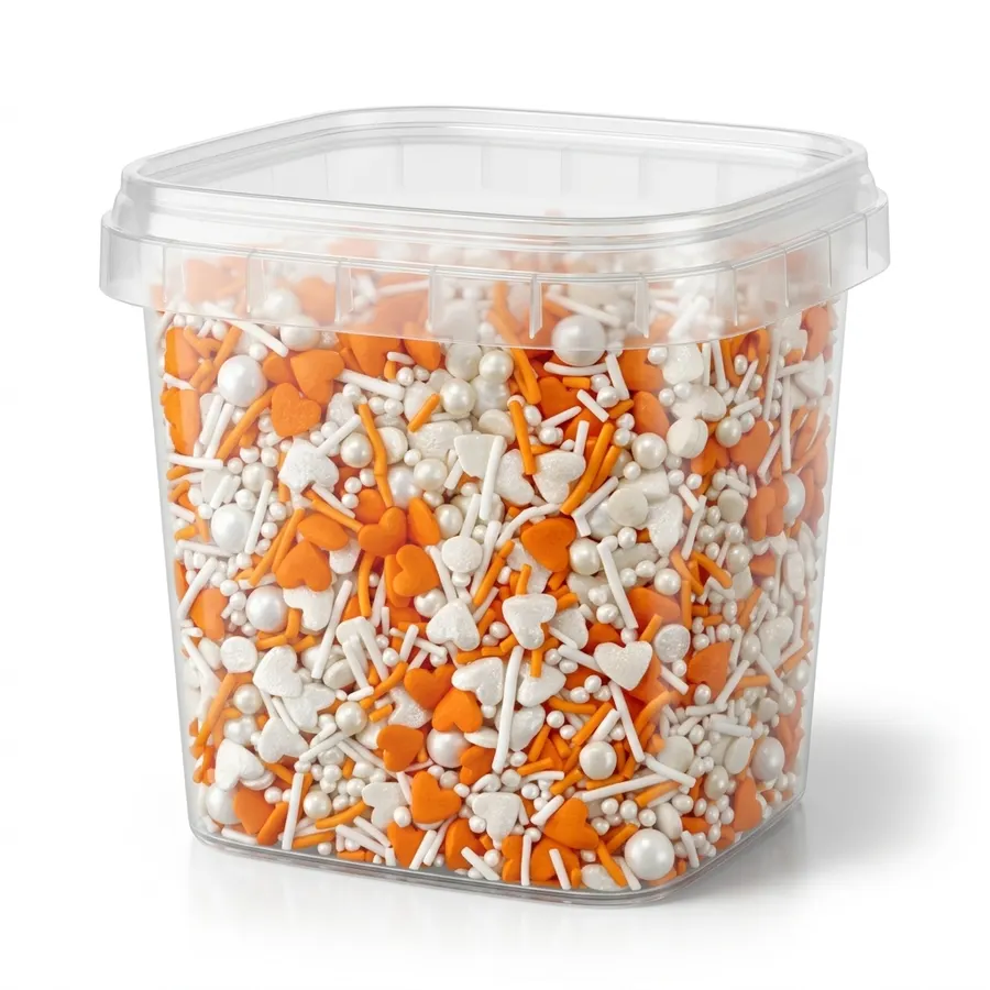 Cukrové kuličky SweetArt v oranžové a bílé barvě, balení 50 g