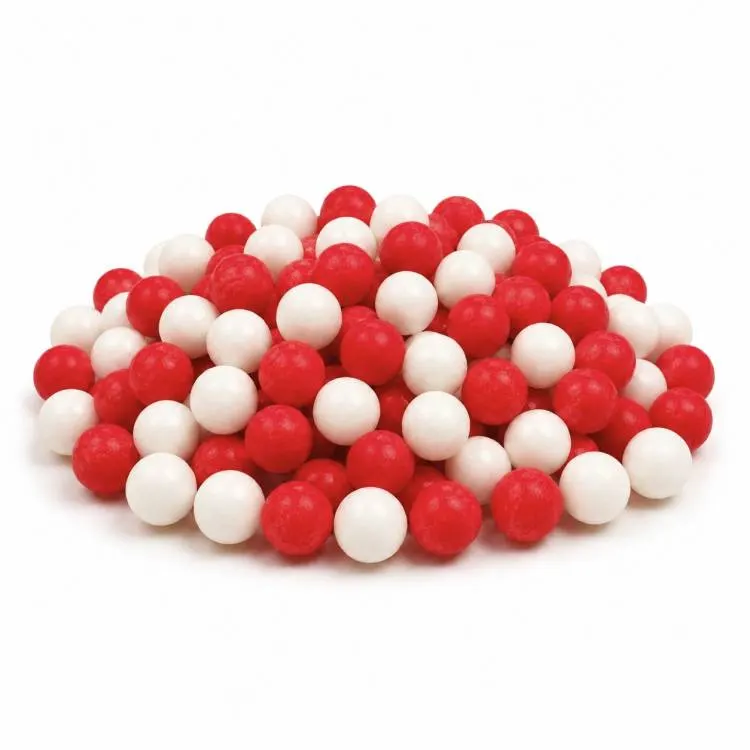 Cukrové perličky SweetArt červené a bílé, průměr 7 mm, vánoční motiv Santa, balení 40 g