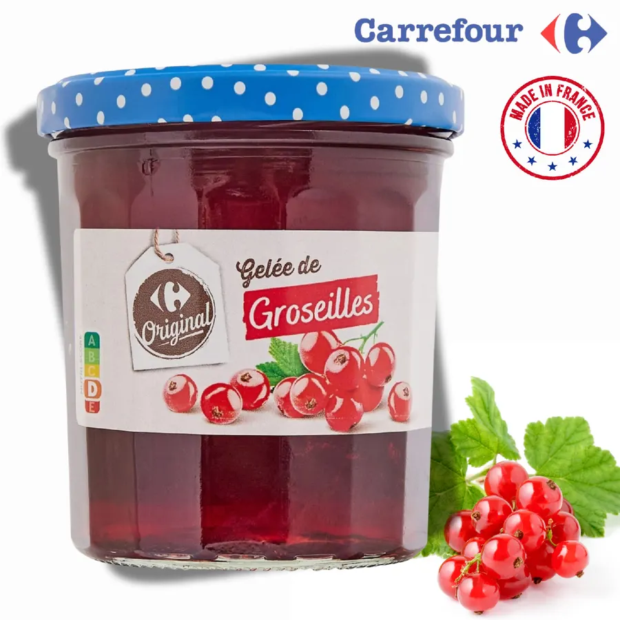 Rybízový džem Carrefour se třtinovým cukrem, sklenice 370 g