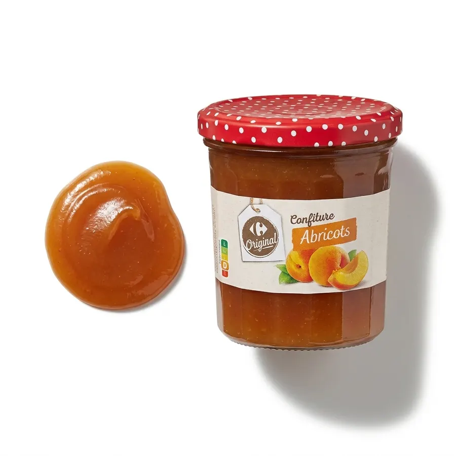 Hladký meruňkový džem na cukroví, sklenice 370 g, oranžová barva, francouzský výrobek