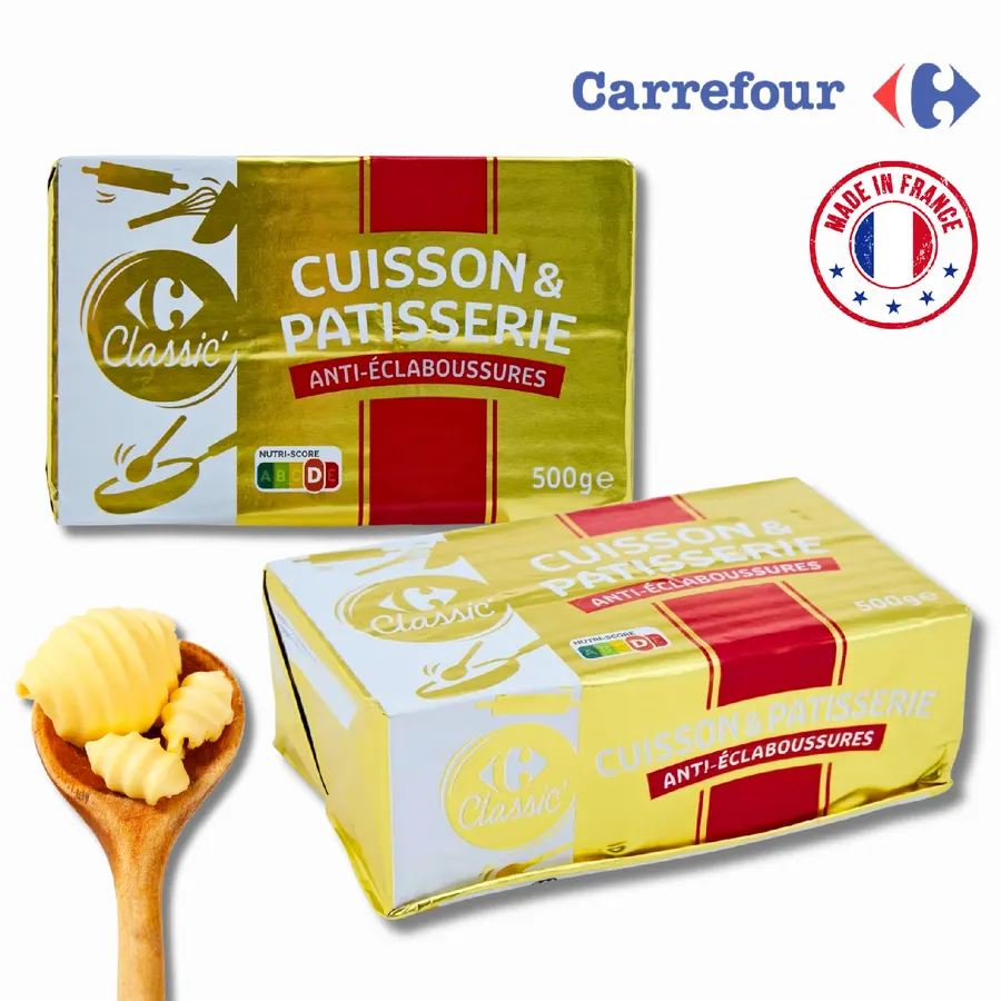 Balení francouzského roztíratelného tuku na pečení Carrefour Original o hmotnosti 500 g