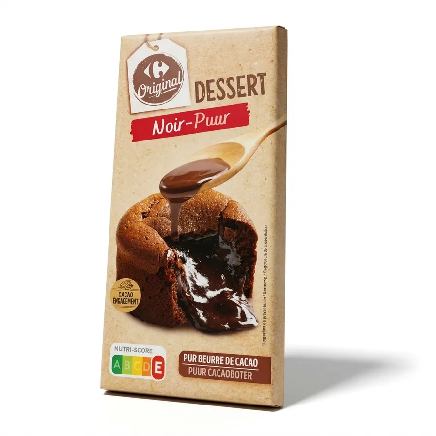Hořká čokoládová poleva Carrefour Original v balení 200 g, tmavě hnědá barva