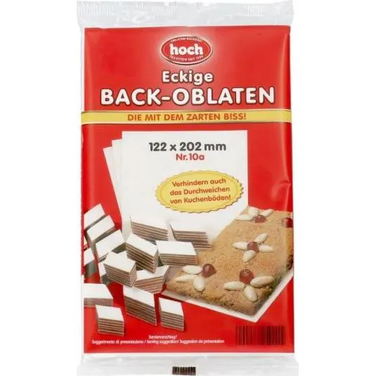 Pečící oplatky Cake Masters 122 x 202 mm, balení 10 ks, bílé obdélníkové oplatky