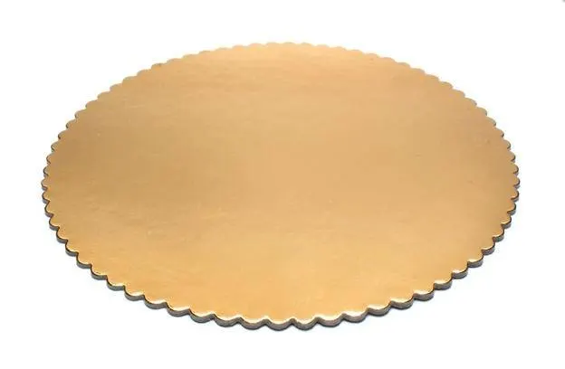 Zlatá kruhová podložka pod dort s vlnkovým okrajem, průměr 30 cm, 1 ks